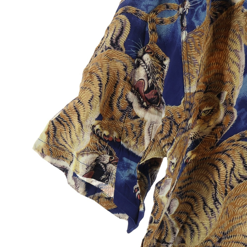 SUN SURF(サンサーフ) SPECIAL EDITION ONE HUNDRED TIGERS スペシャルエディション 百虎 総柄 レーヨン アロハ 半袖シャツ ブルー SS38201