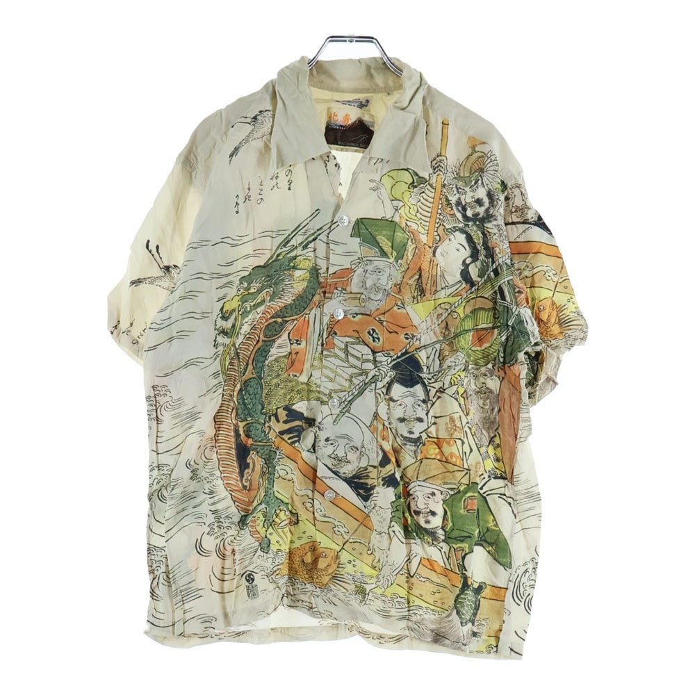 SUN SURF(サンサーフ) ×葛飾北斎 SPECIAL EDITION 宝船の七福神 スペシャルエディション 総柄 レーヨン アロハ 半袖シャツ アイボリー SS38198