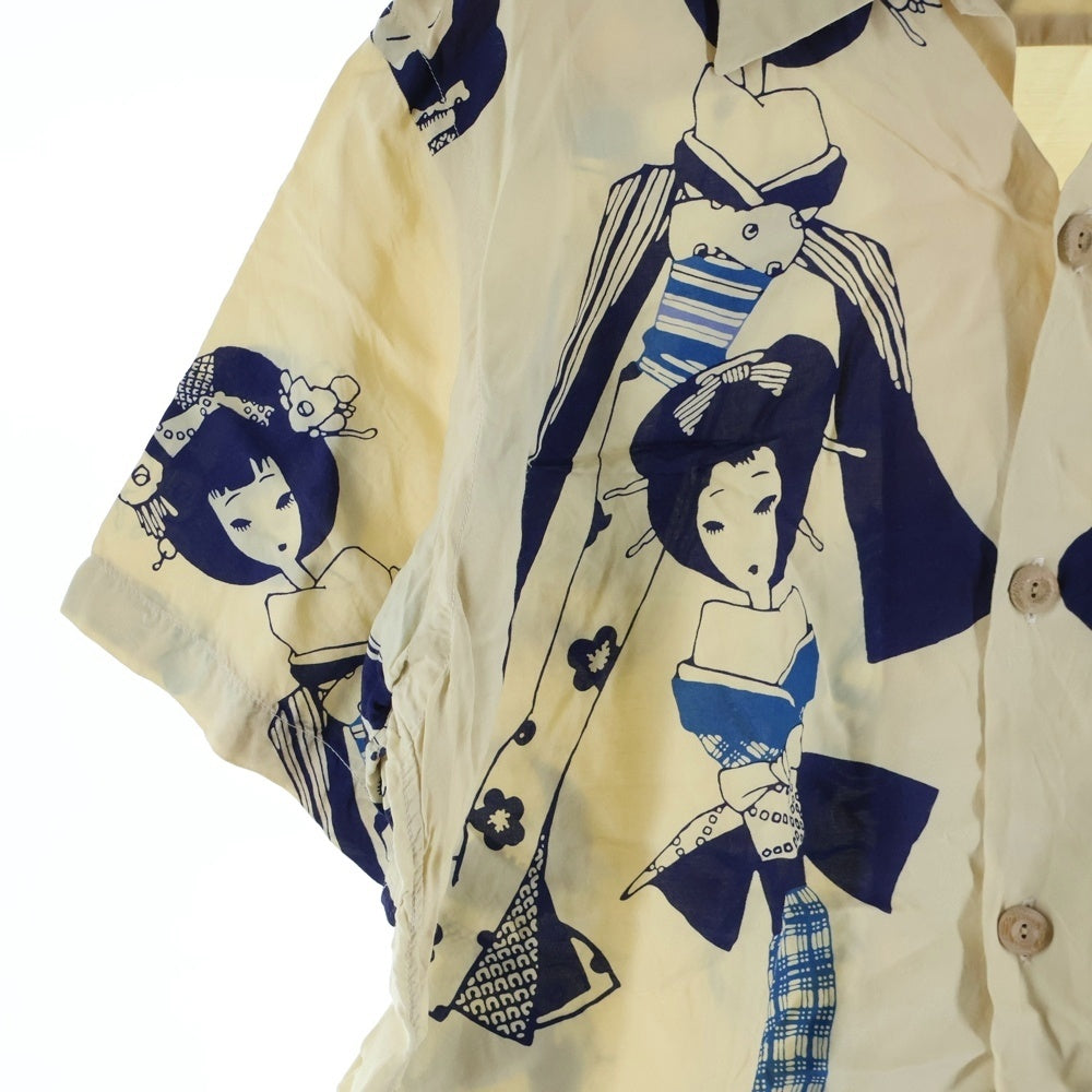 SUN SURF(サンサーフ) SPECIAL EDITION DRAGON AND EXOTIC BEAUTY スペシャルエディション 竜 舞子 レーヨン アロハ 半袖シャツ アイボリー SS38419