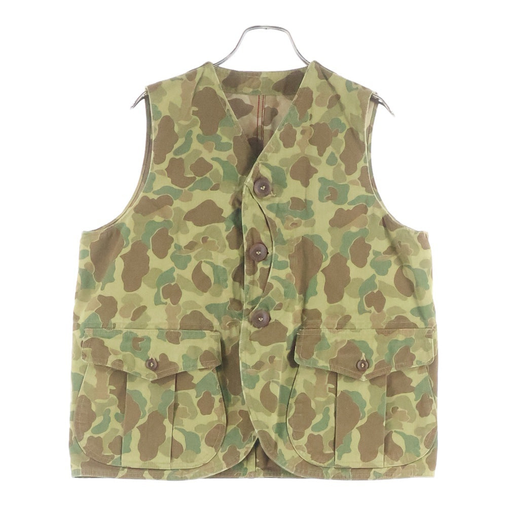 SUGAR CANE(シュガーケーン) 迷彩 カーゴポケット ダブルライニング ミリタリーベスト カーキ
