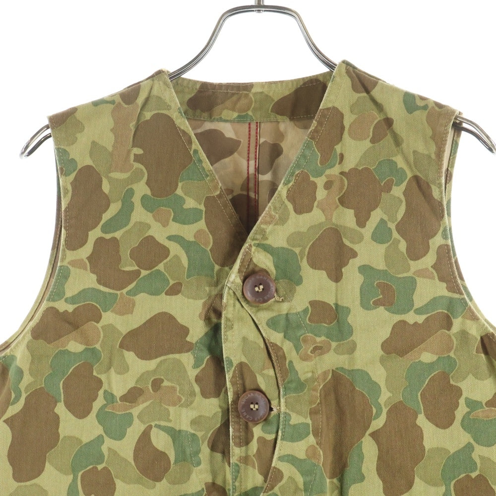 SUGAR CANE(シュガーケーン) 迷彩 カーゴポケット ダブルライニング ミリタリーベスト カーキ