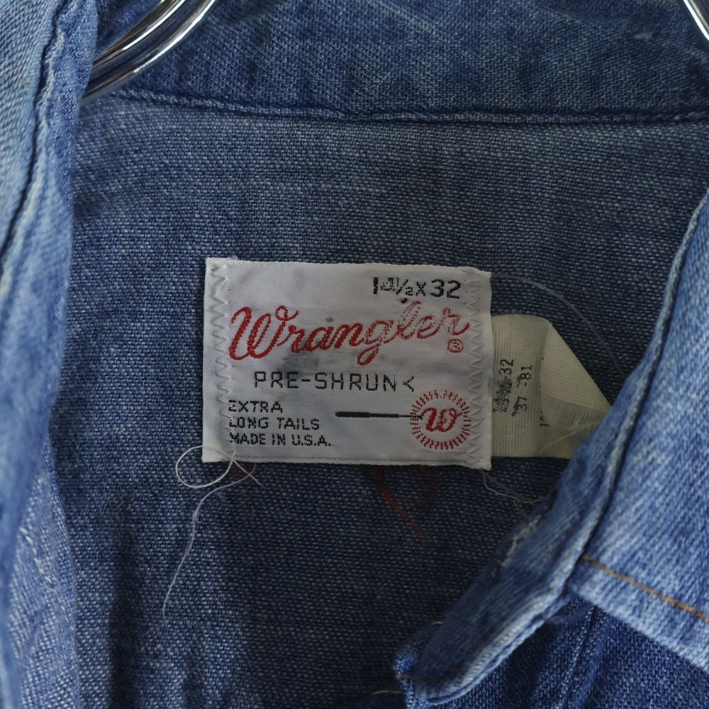 Wrangler(ラングラー) 70S VINTAGE 27MW ヴィンテージ 白タグ デニム ウエスタンシャツ インディゴ