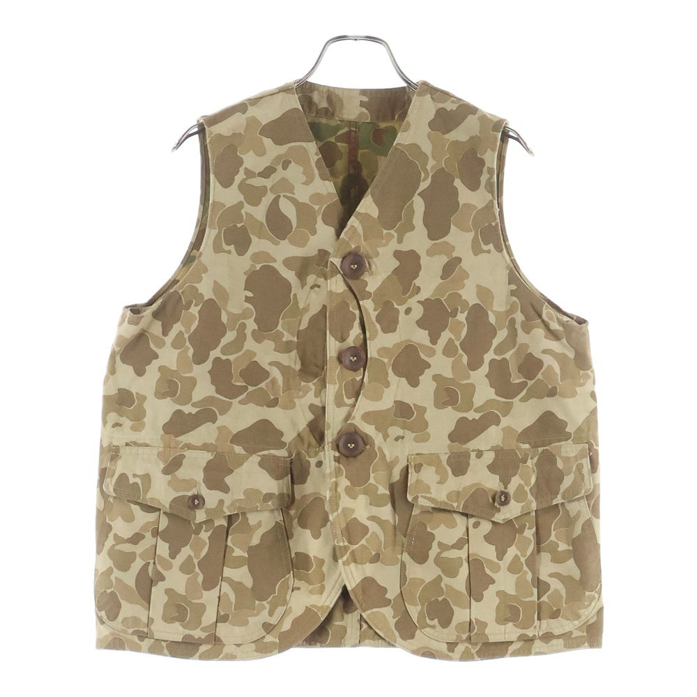 SUGAR CANE(シュガーケーン) 迷彩 カーゴポケット ダブルライニング ミリタリーベスト ブラウン