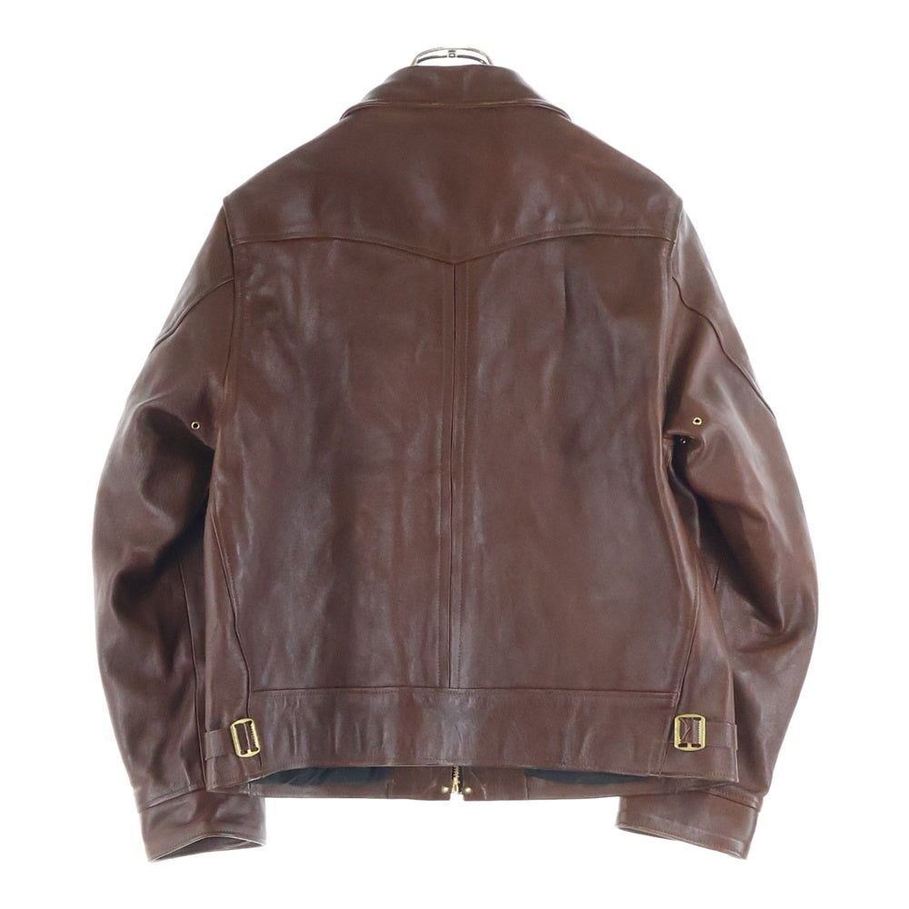 NO BRAND(ノーブランド) DAPPER'S ダッパーズ シングルブレスト ジップアップ レザージャケット ブラウン