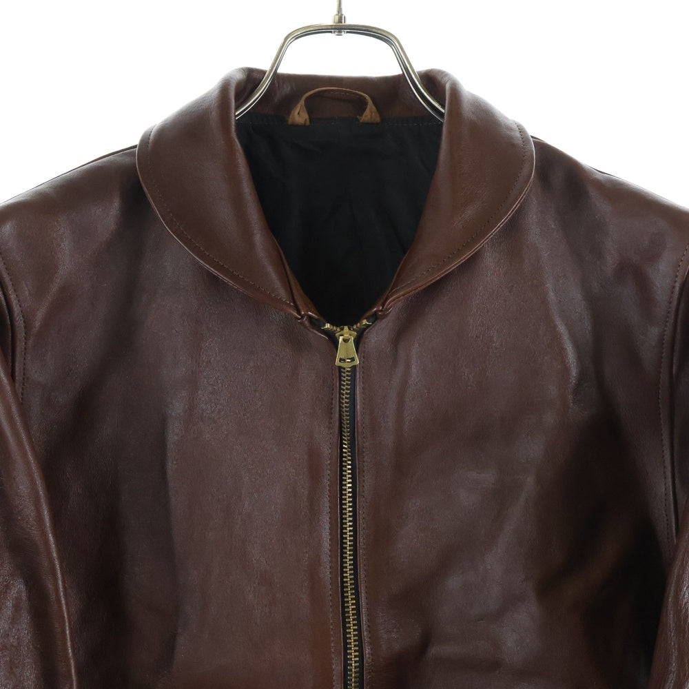 NO BRAND(ノーブランド) DAPPER'S ダッパーズ シングルブレスト ジップアップ レザージャケット ブラウン