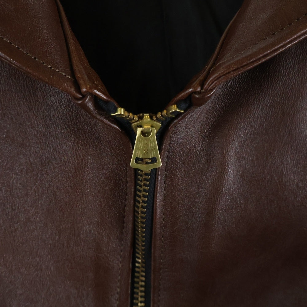 NO BRAND(ノーブランド) DAPPER'S ダッパーズ シングルブレスト ジップアップ レザージャケット ブラウン