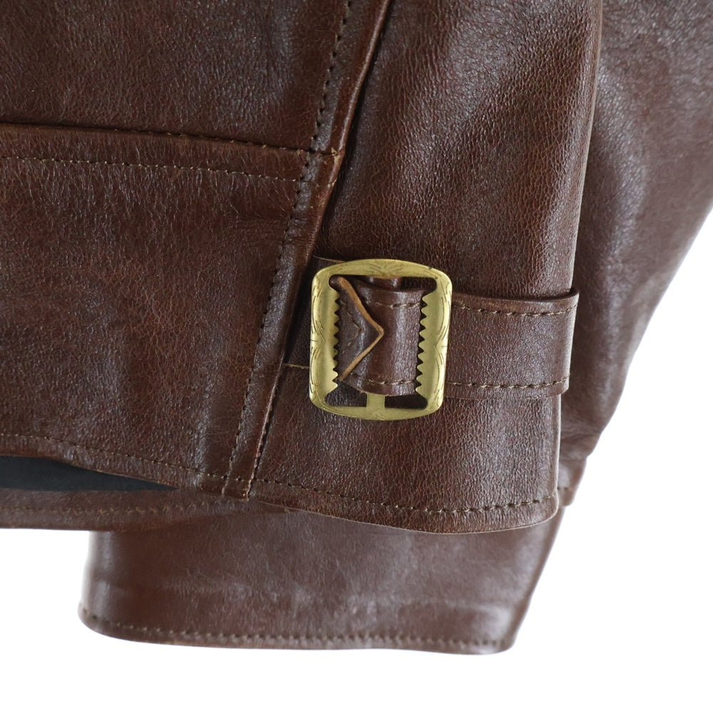 NO BRAND(ノーブランド) DAPPER'S ダッパーズ シングルブレスト ジップアップ レザージャケット ブラウン