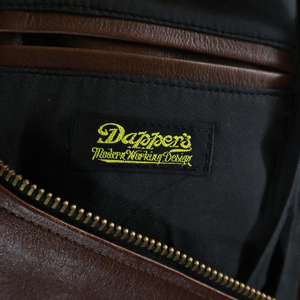 NO BRAND(ノーブランド) DAPPER'S ダッパーズ シングルブレスト ジップアップ レザージャケット ブラウン