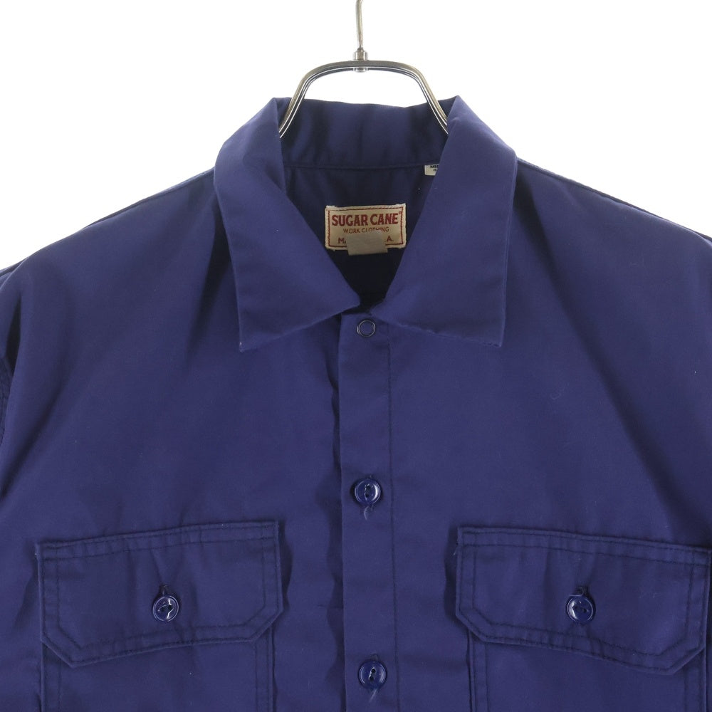 SUGAR CANE(シュガーケーン) フロントボタン 2ポケット 半袖ワークシャツ ネイビー