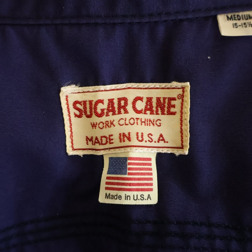 SUGAR CANE(シュガーケーン) フロントボタン 2ポケット 半袖ワークシャツ ネイビー