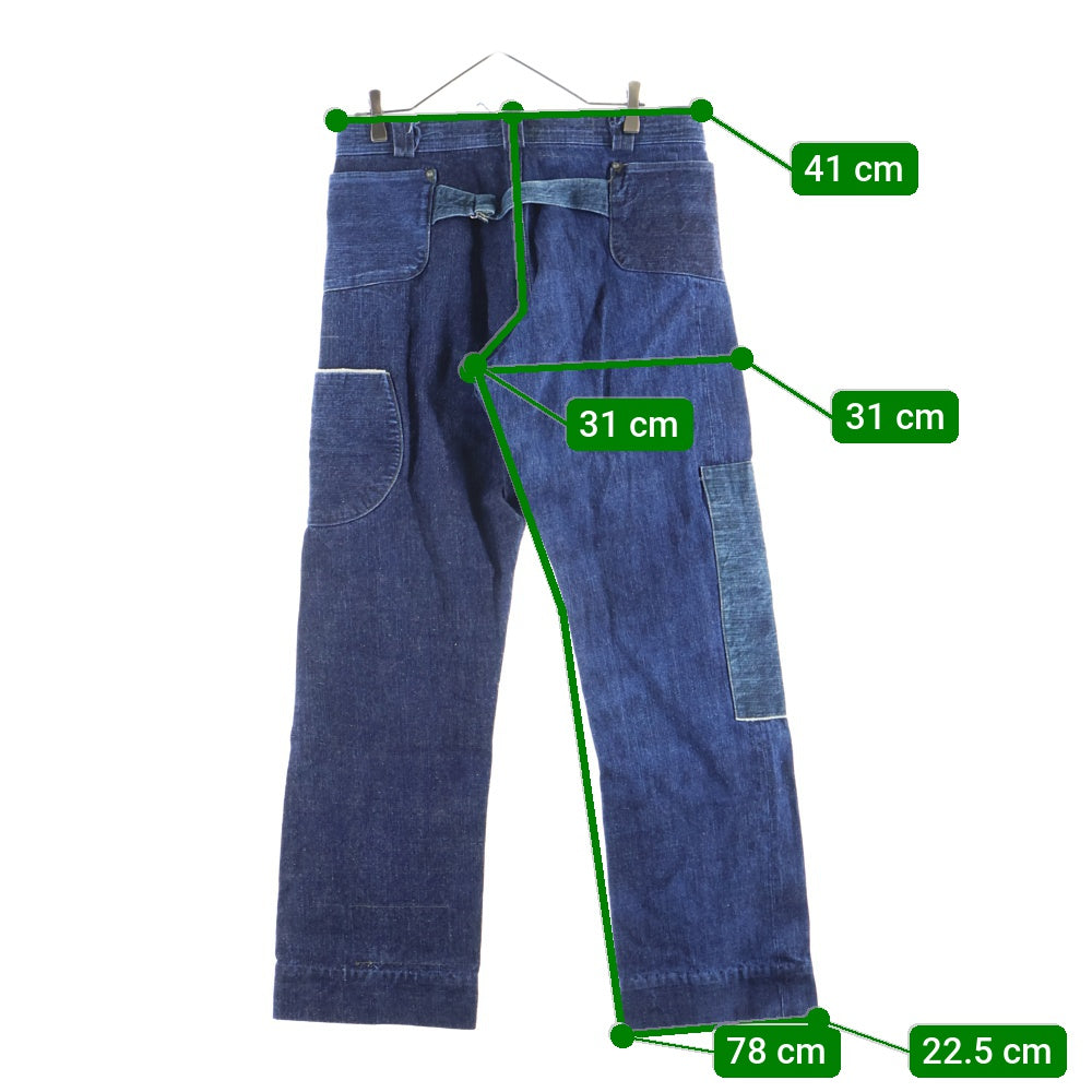 SUGAR CANE(シュガーケーン) ×MISTER FREEDOM MFSC UTILITY TROUSERS パッチワーク シンチバック ボタンフライ デニムパンツ インディゴ SC47161