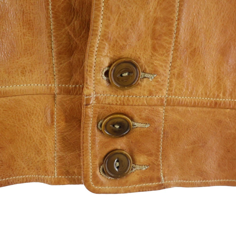 SUGAR CANE(シュガーケーン) ×MISTER FREEDOM COWHIDE LEATHER CAMPUS JACKET ミスターフリーダム カウハイド レザージャケット ブラウン