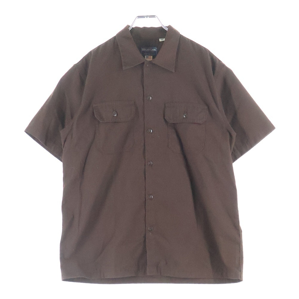 SUGAR CANE(シュガーケーン) フロントボタン 2ポケット 半袖ワークシャツ ブラウン
