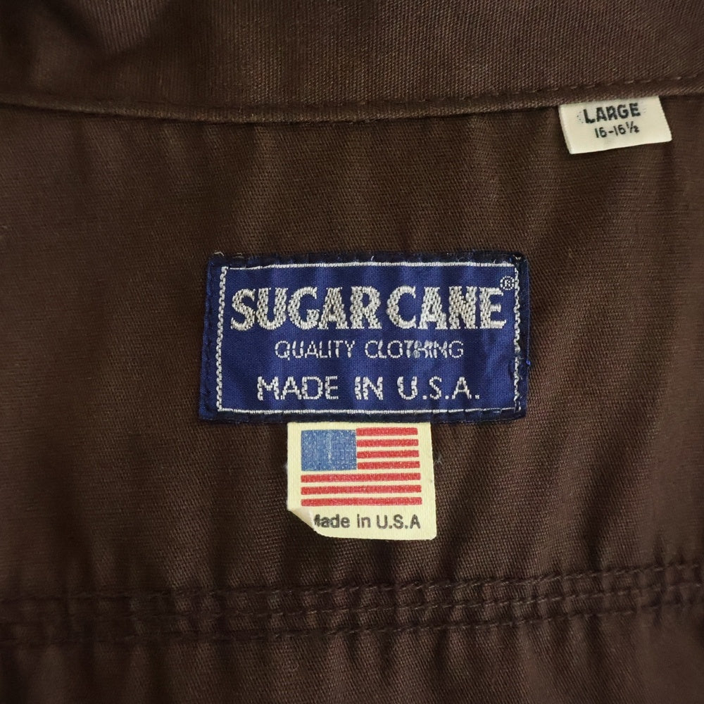 SUGAR CANE(シュガーケーン) フロントボタン 2ポケット 半袖ワークシャツ ブラウン