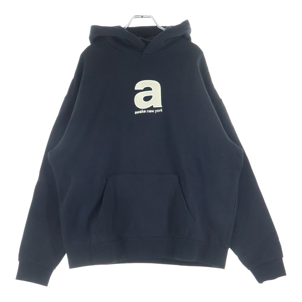 AWAKE NY(アウェイク ニューヨーク) 23AW ロゴ刺繍 スウェット プルオーバーパーカー ブラック AWK-FW23-HD001