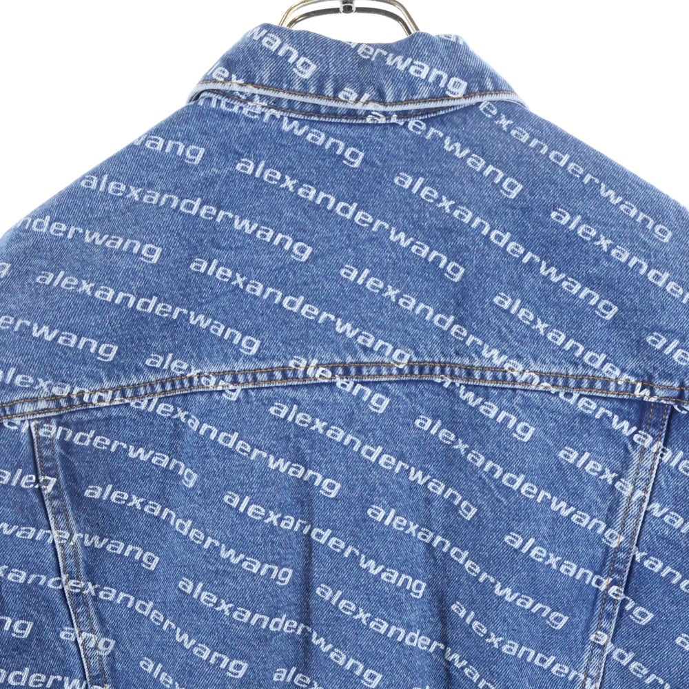 ALEXANDER WANG(アレキサンダーワン) ALL OVER LOGO DENIM JACKET オールオーバーロゴ 総柄 デニム トラッカージャケット インディゴ