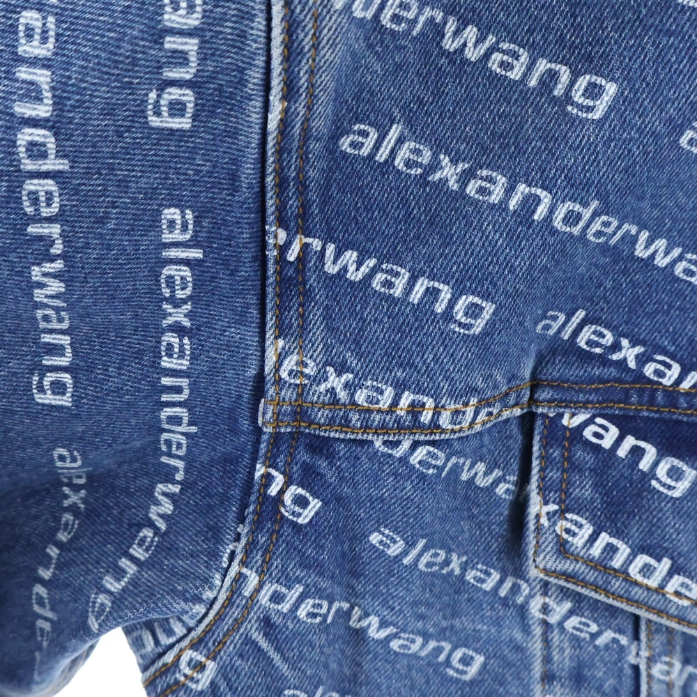 ALEXANDER WANG(アレキサンダーワン) ALL OVER LOGO DENIM JACKET オールオーバーロゴ 総柄 デニム トラッカージャケット インディゴ