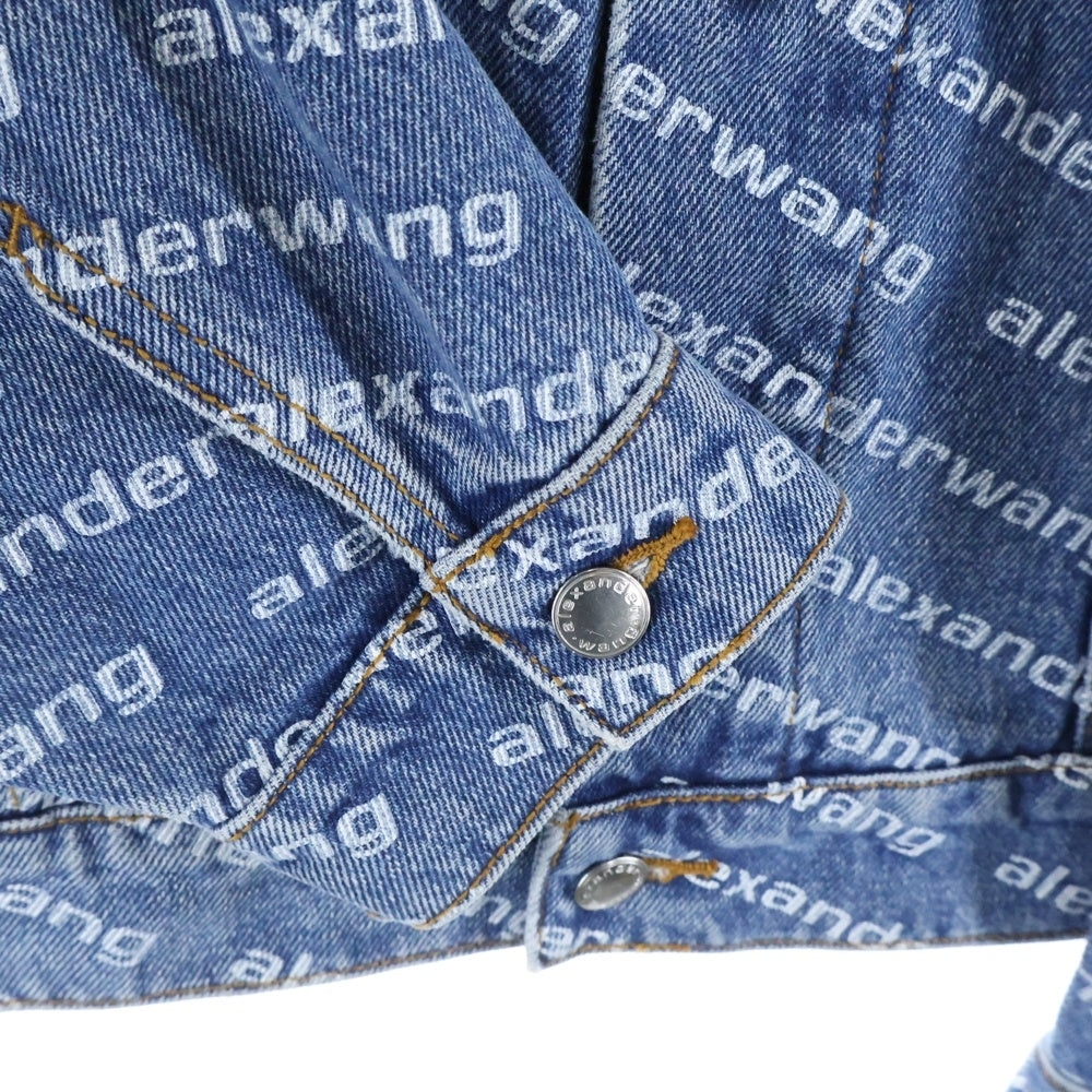 ALEXANDER WANG(アレキサンダーワン) ALL OVER LOGO DENIM JACKET オールオーバーロゴ 総柄 デニム トラッカージャケット インディゴ