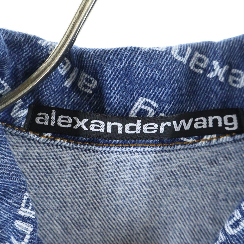 ALEXANDER WANG(アレキサンダーワン) ALL OVER LOGO DENIM JACKET オールオーバーロゴ 総柄 デニム トラッカージャケット インディゴ
