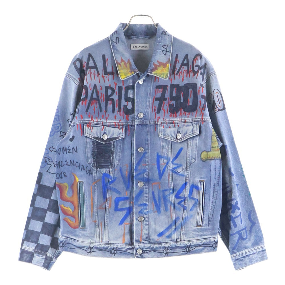 BALENCIAGA(バレンシアガ) 18AW グラフィティ オーバーサイズ デニムジャケット インディゴ 530723