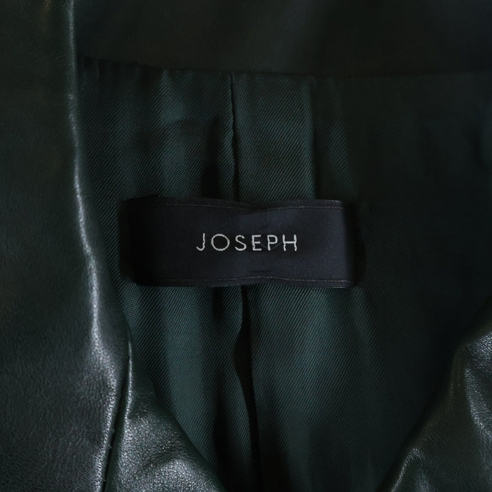 JOSEPH(ジョセフ) カーフレザー ジップアップ ダブル ライダース ジャケット グリーン JF001915