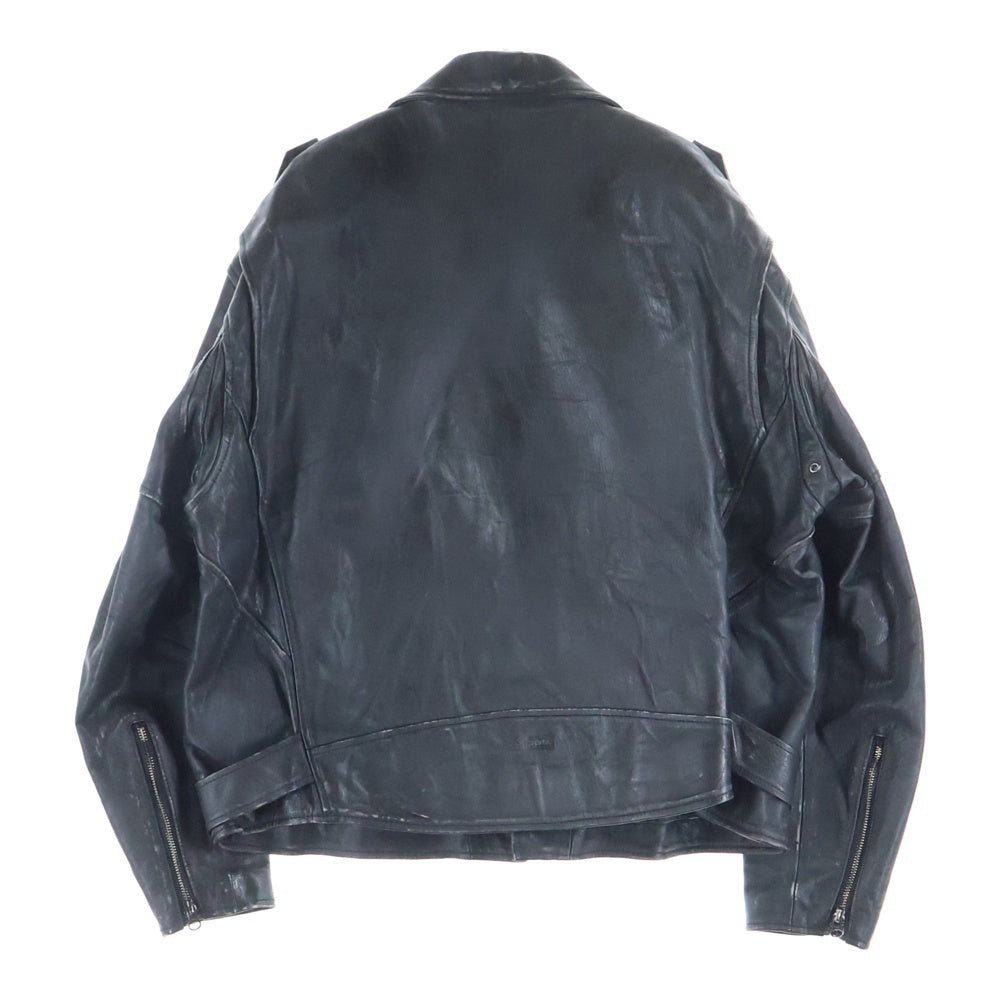 SUPREME(シュプリーム) 23AW ×Blackmeans Painted Leather Motorcycle Jacket ブラックミーンズ ペインテッド レザー モーターサイクル ジャケット ブラック
