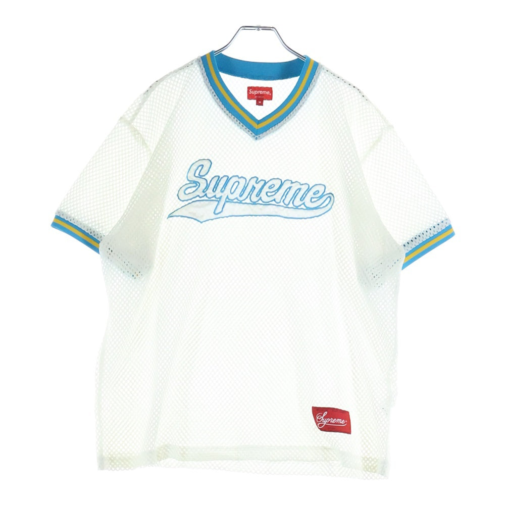 SUPREME(シュプリーム) 18SS Mesh Baseball Top メッシュ ベースボール トップ 半袖Tシャツカットソー ホワイト/ブルー
