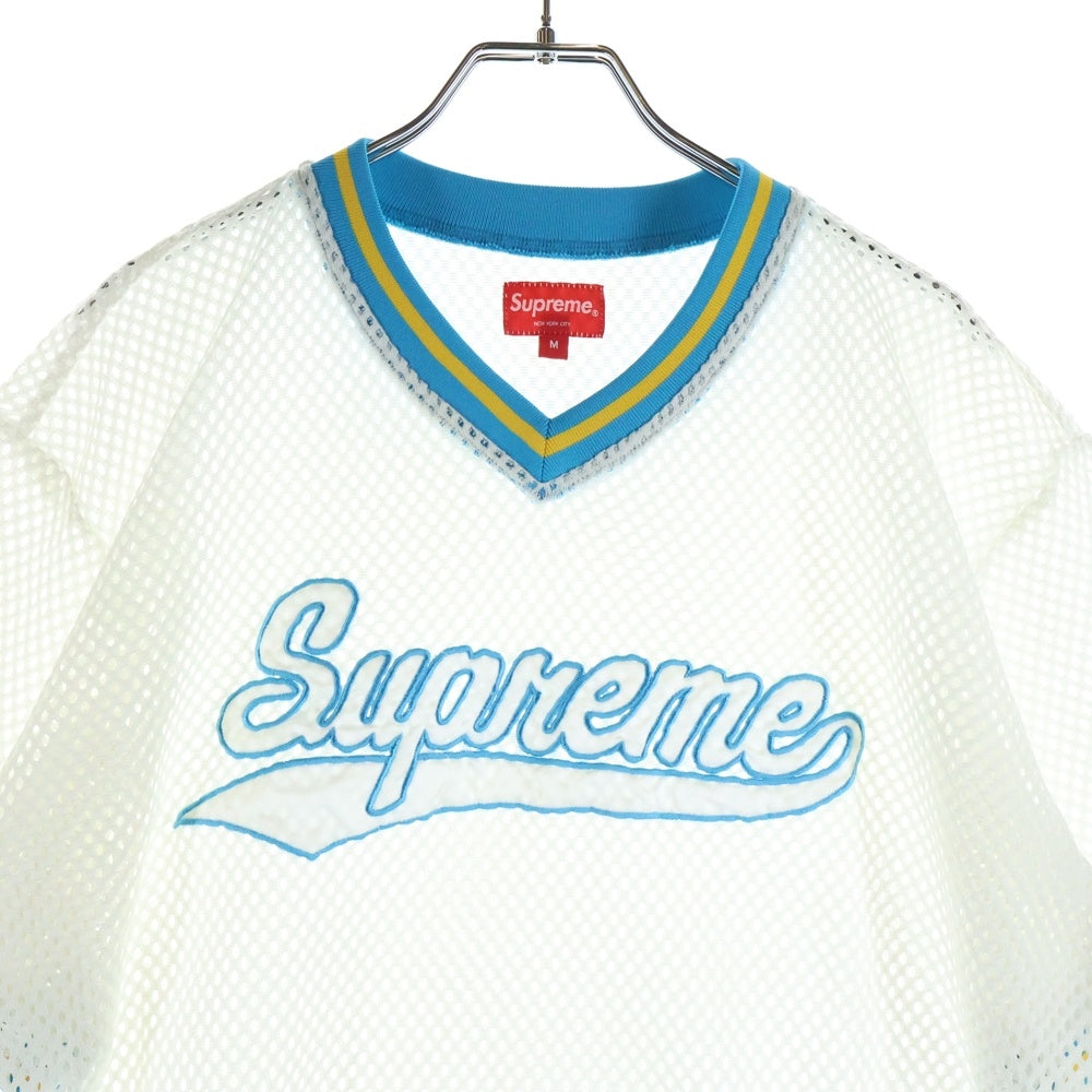 SUPREME(シュプリーム) 18SS Mesh Baseball Top メッシュ ベースボール トップ 半袖Tシャツカットソー ホワイト/ブルー