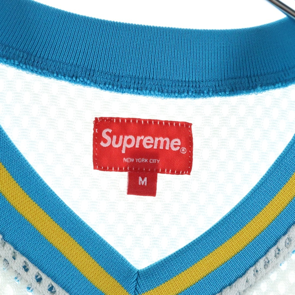 SUPREME(シュプリーム) 18SS Mesh Baseball Top メッシュ ベースボール トップ 半袖Tシャツカットソー ホワイト/ブルー