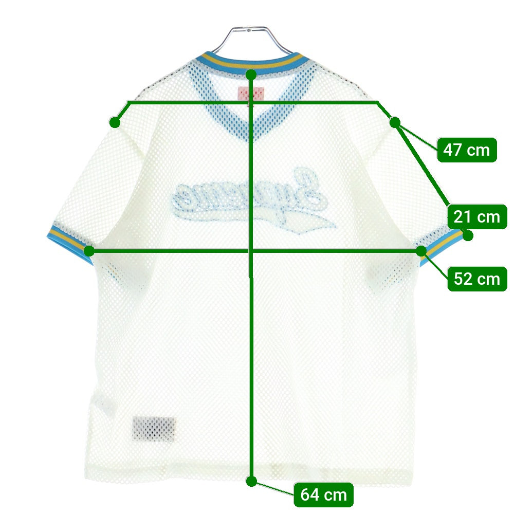 SUPREME(シュプリーム) 18SS Mesh Baseball Top メッシュ ベースボール トップ 半袖Tシャツカットソー ホワイト/ブルー