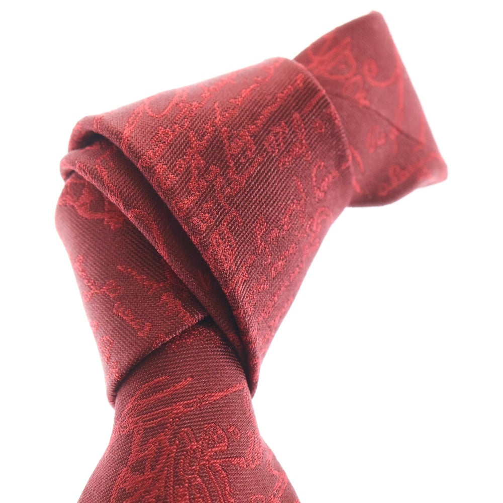 Berluti(ベルルッティ) スクリット カリグラフィ シルク ネクタイ レッド