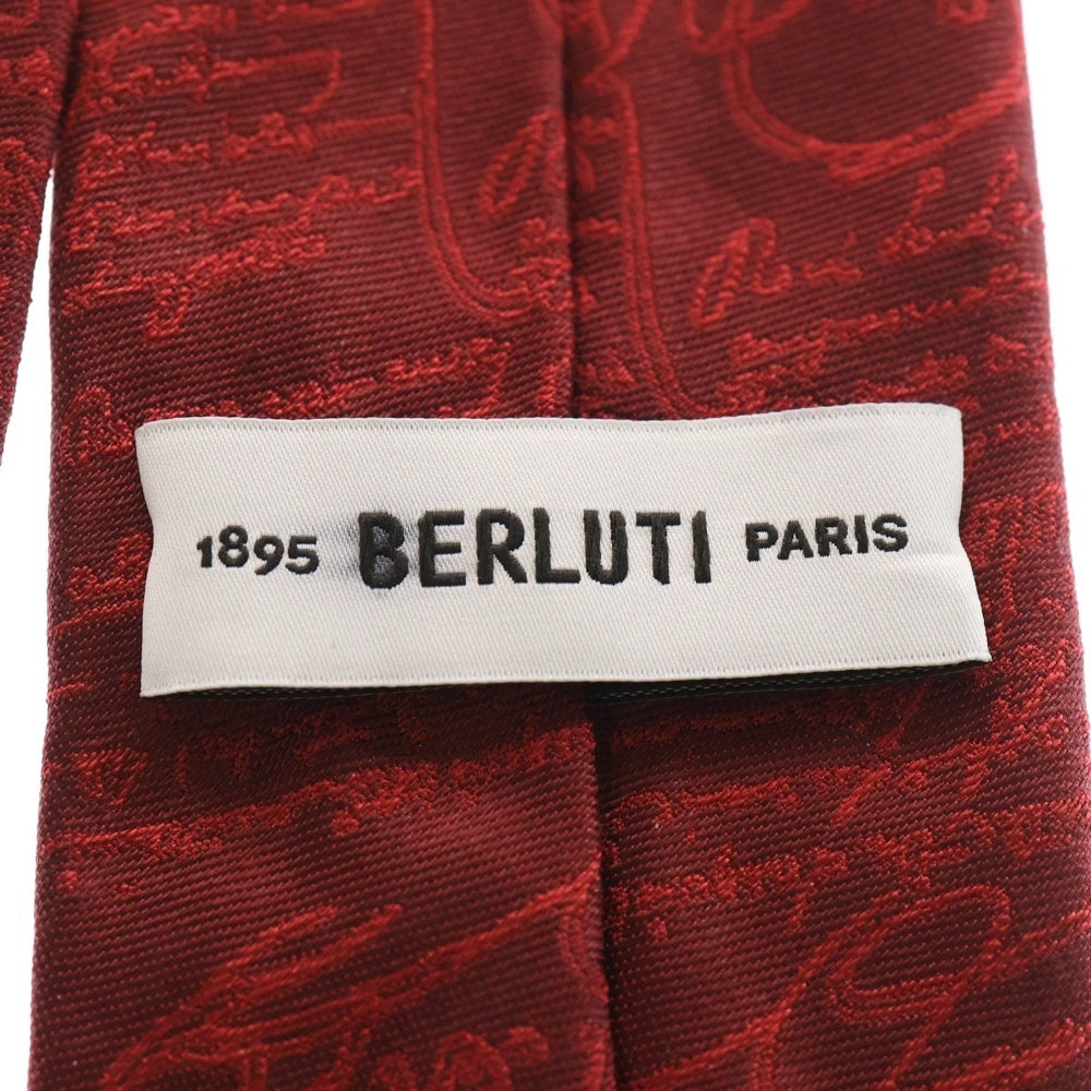 Berluti(ベルルッティ) スクリット カリグラフィ シルク ネクタイ レッド