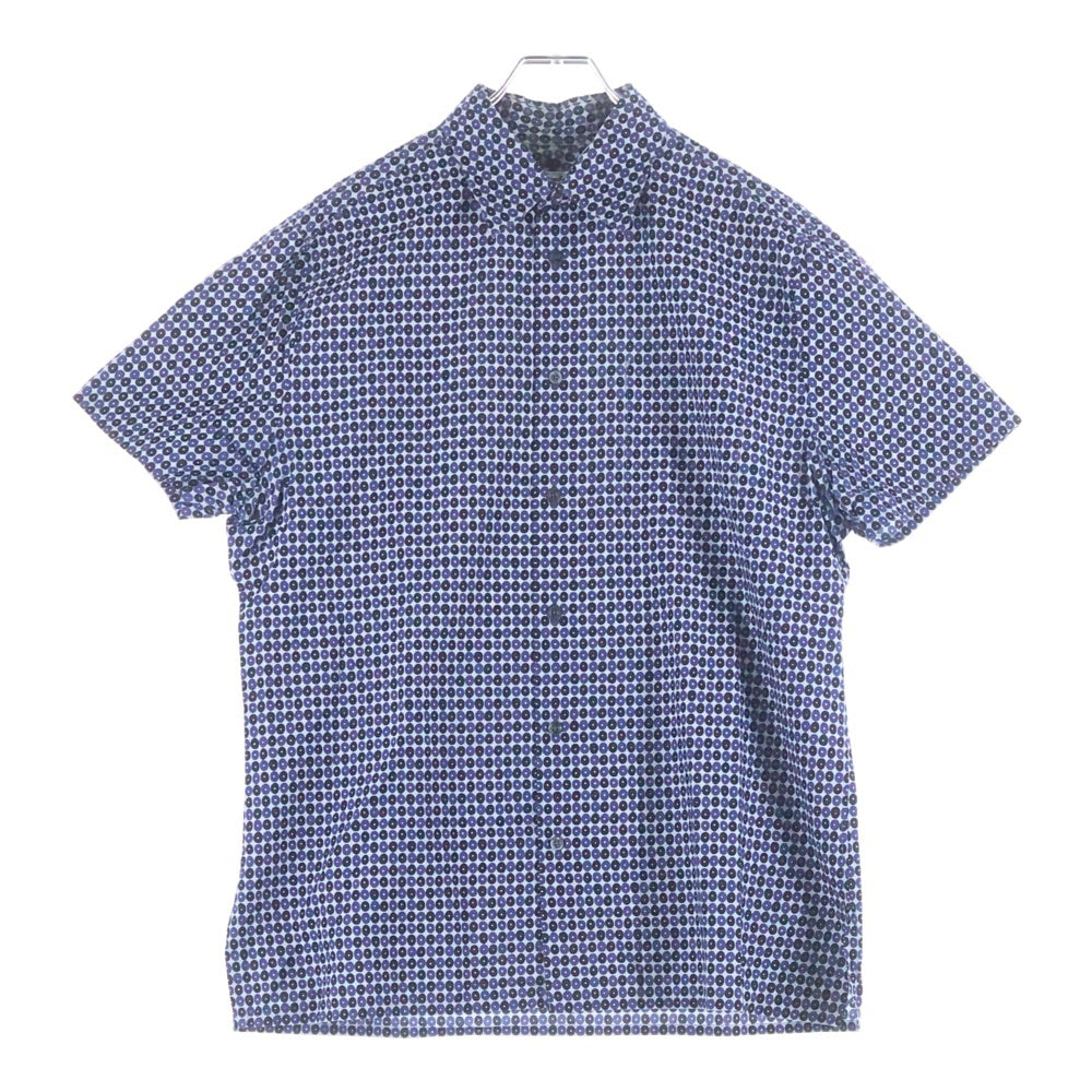 HERMES(エルメス) 総柄 コットン 半袖シャツ ネイビー