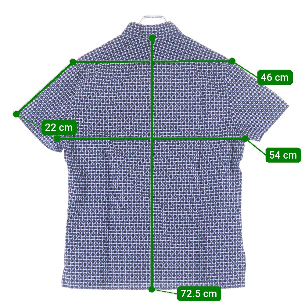 HERMES(エルメス) 総柄 コットン 半袖シャツ ネイビー