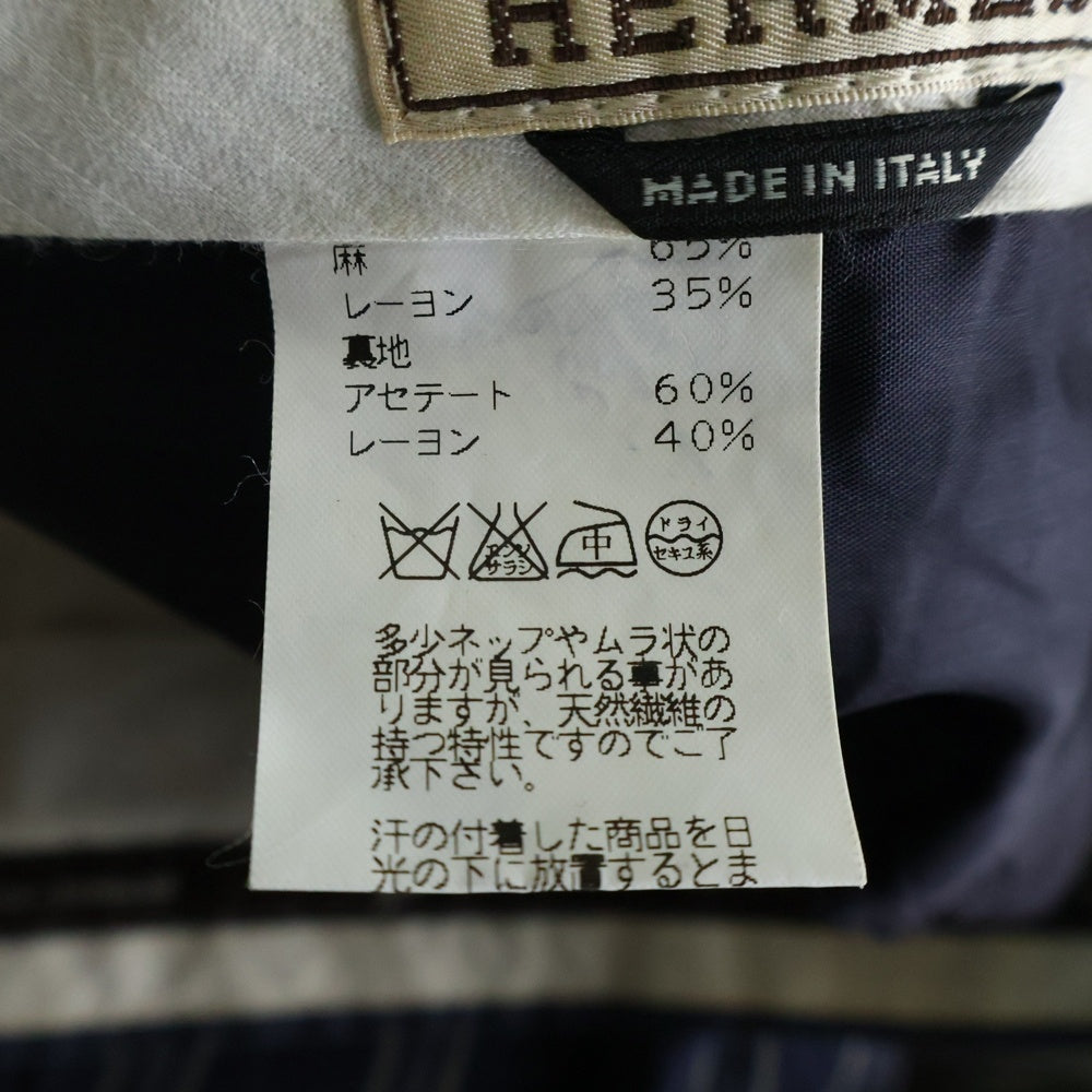 HERMES(エルメス) リネン ストライプ スラックスパンツ ネイビー