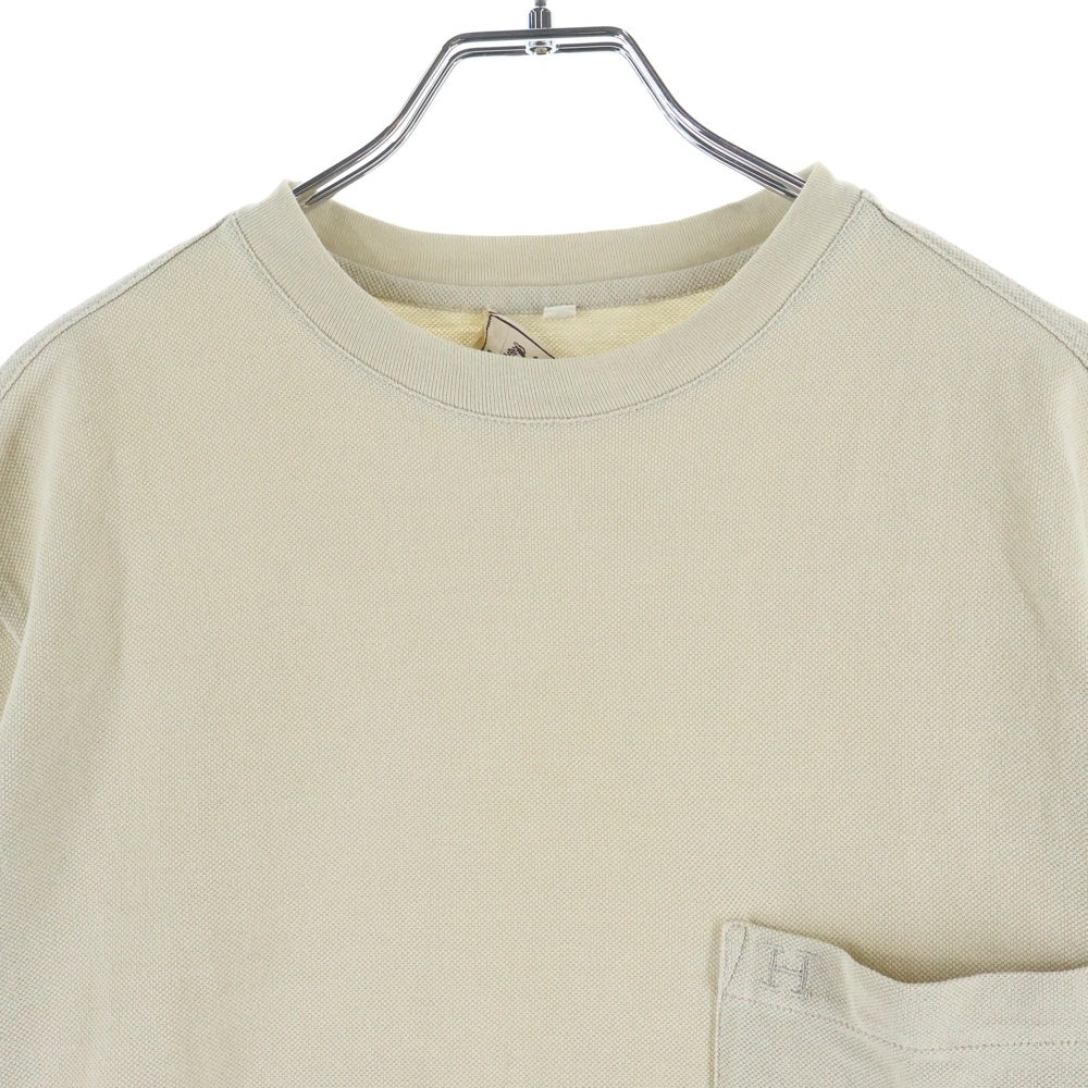 HERMES(エルメス) ポケットH刺繍 コットン クルーネック 半袖Tシャツ カットソー ベージュ