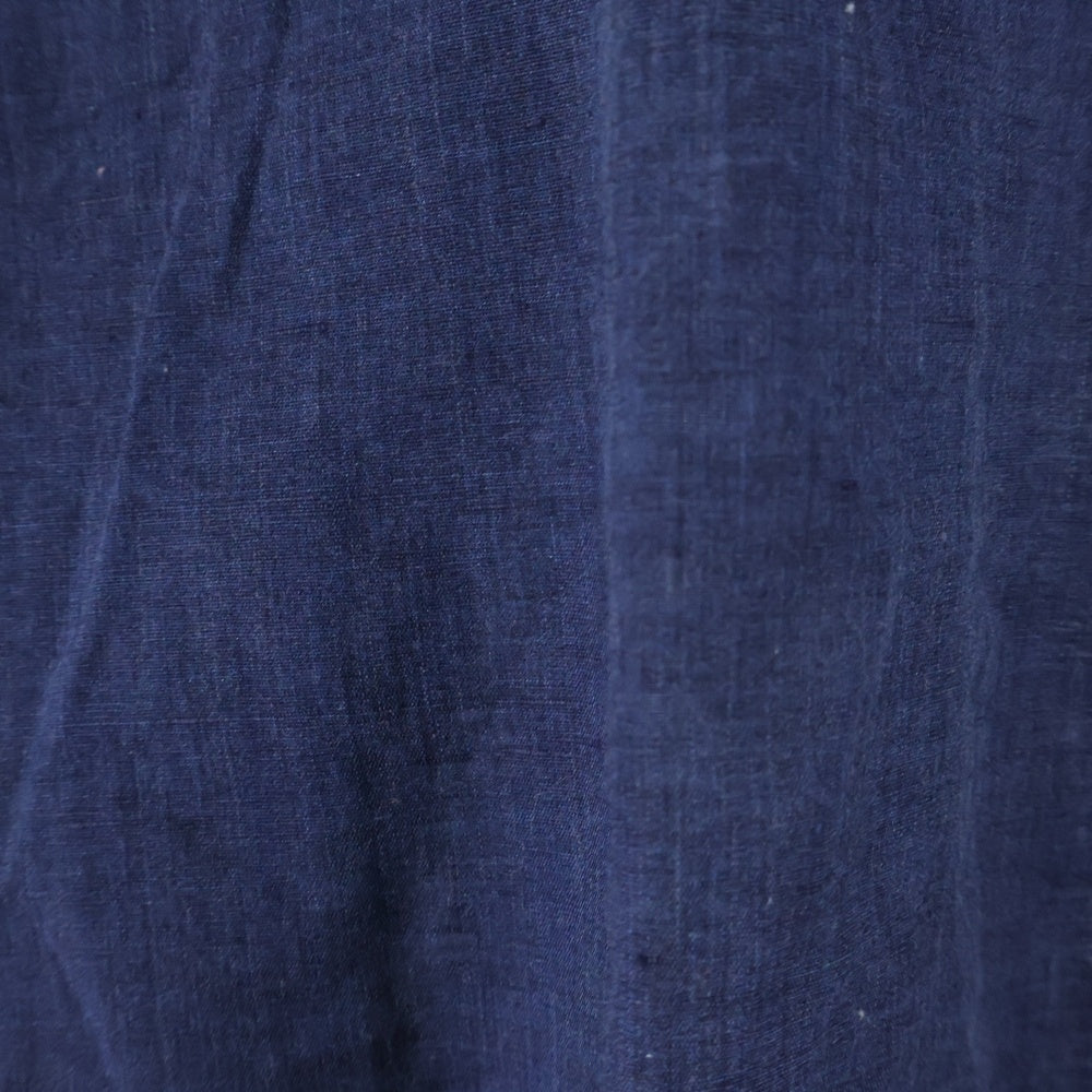 HERMES(エルメス) リネン バンドカラー 長袖シャツ ネイビー