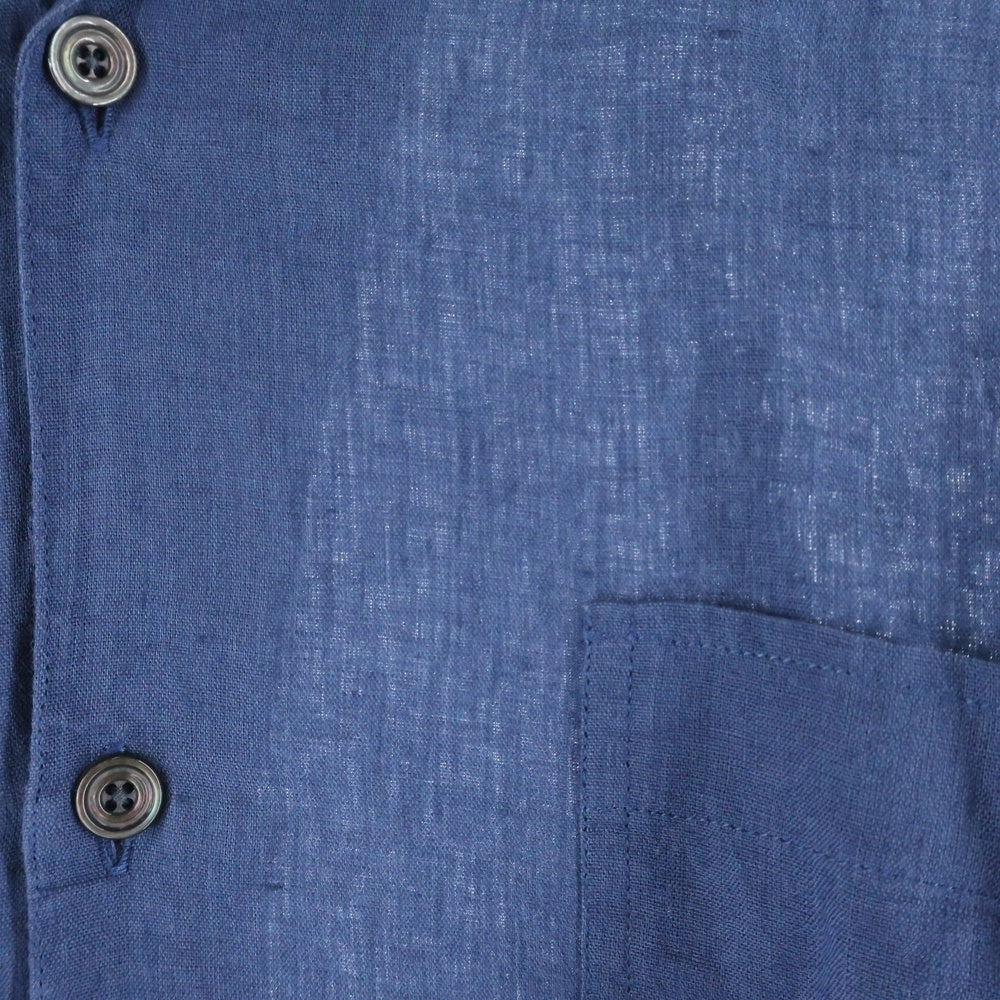 HERMES(エルメス) リネン オープンカラー 長袖シャツ ブルー