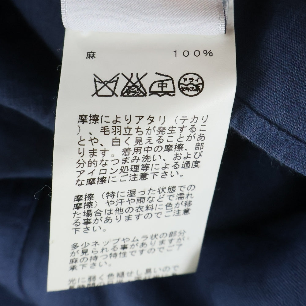 HERMES(エルメス) リネン オープンカラー 長袖シャツ ブルー