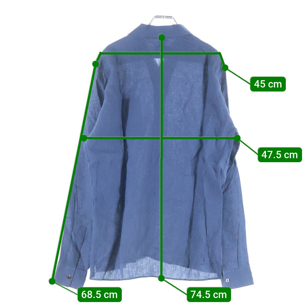 HERMES(エルメス) リネン オープンカラー 長袖シャツ ブルー