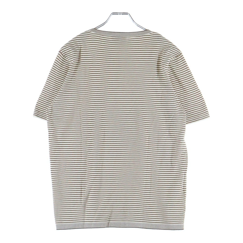 HERMES(エルメス) ボーダー ストライプ コットン 半袖Tシャツ ブラウン