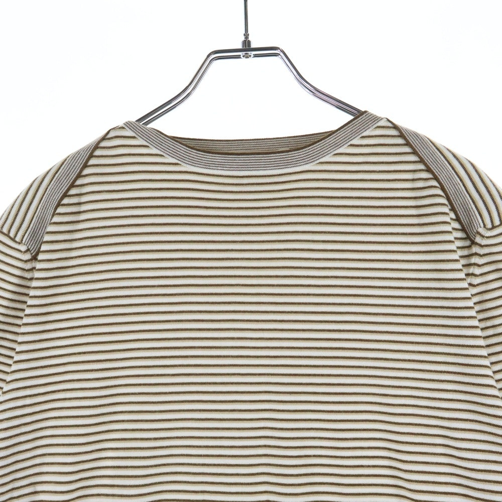 HERMES(エルメス) ボーダー ストライプ コットン 半袖Tシャツ ブラウン