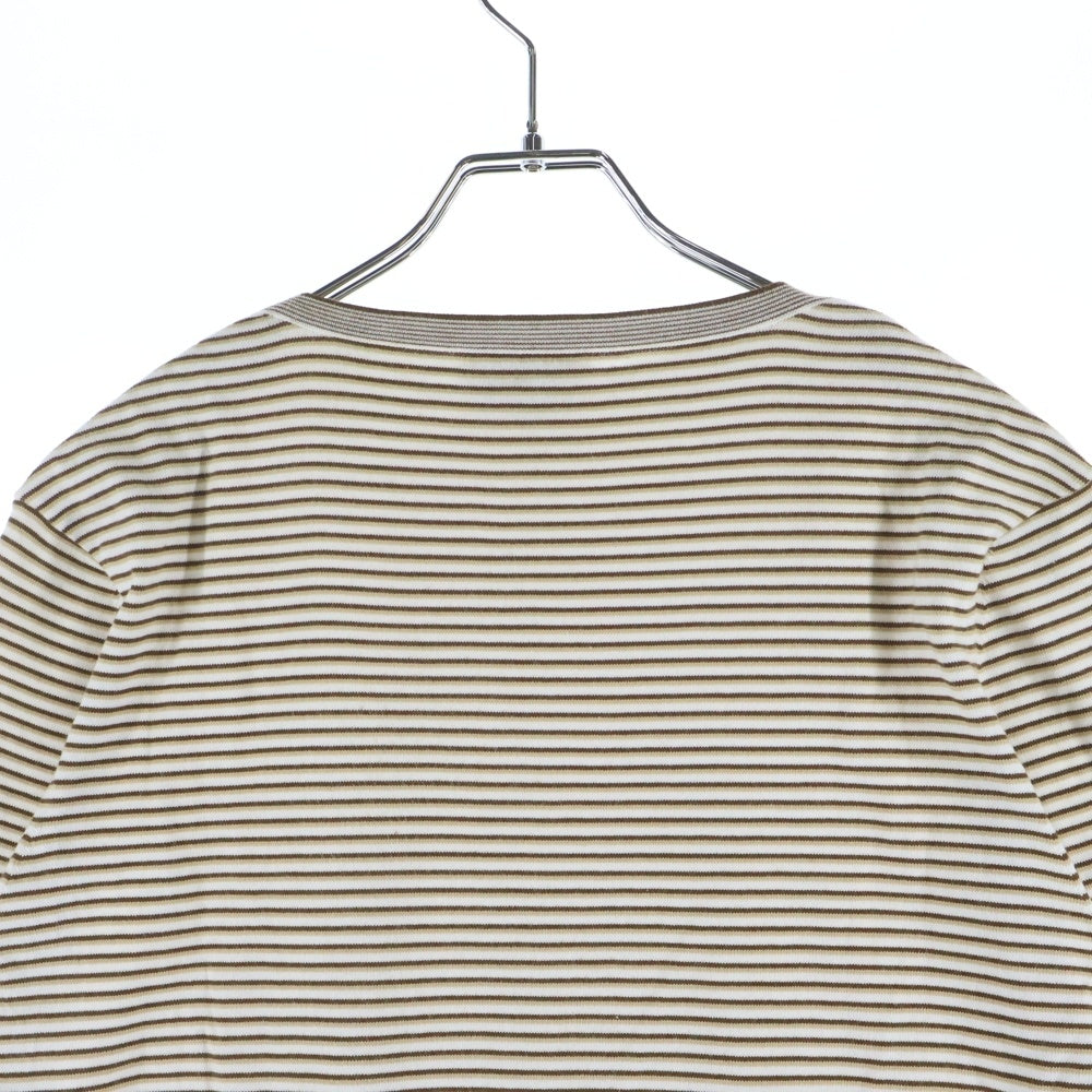 HERMES(エルメス) ボーダー ストライプ コットン 半袖Tシャツ ブラウン