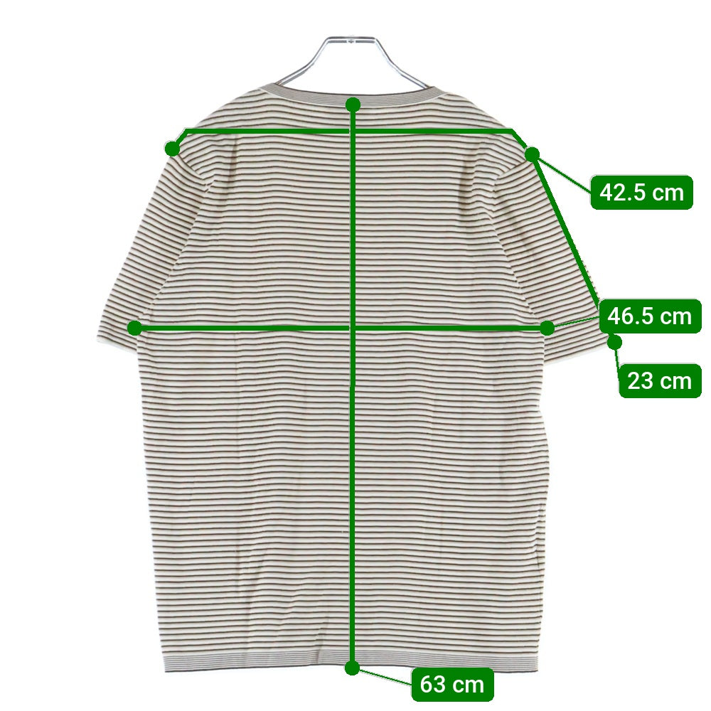 HERMES(エルメス) ボーダー ストライプ コットン 半袖Tシャツ ブラウン