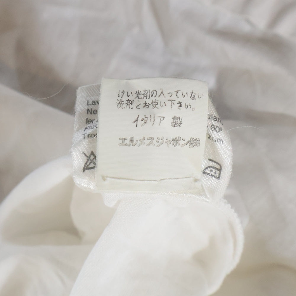 HERMES(エルメス) フロント刺繍 コットン 半袖Tシャツ ホワイト