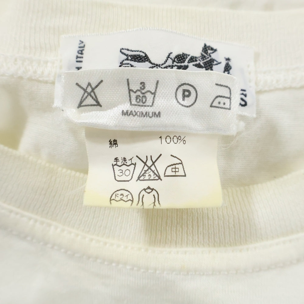 HERMES(エルメス) 刺繍 コットン 半袖Tシャツ ホワイト
