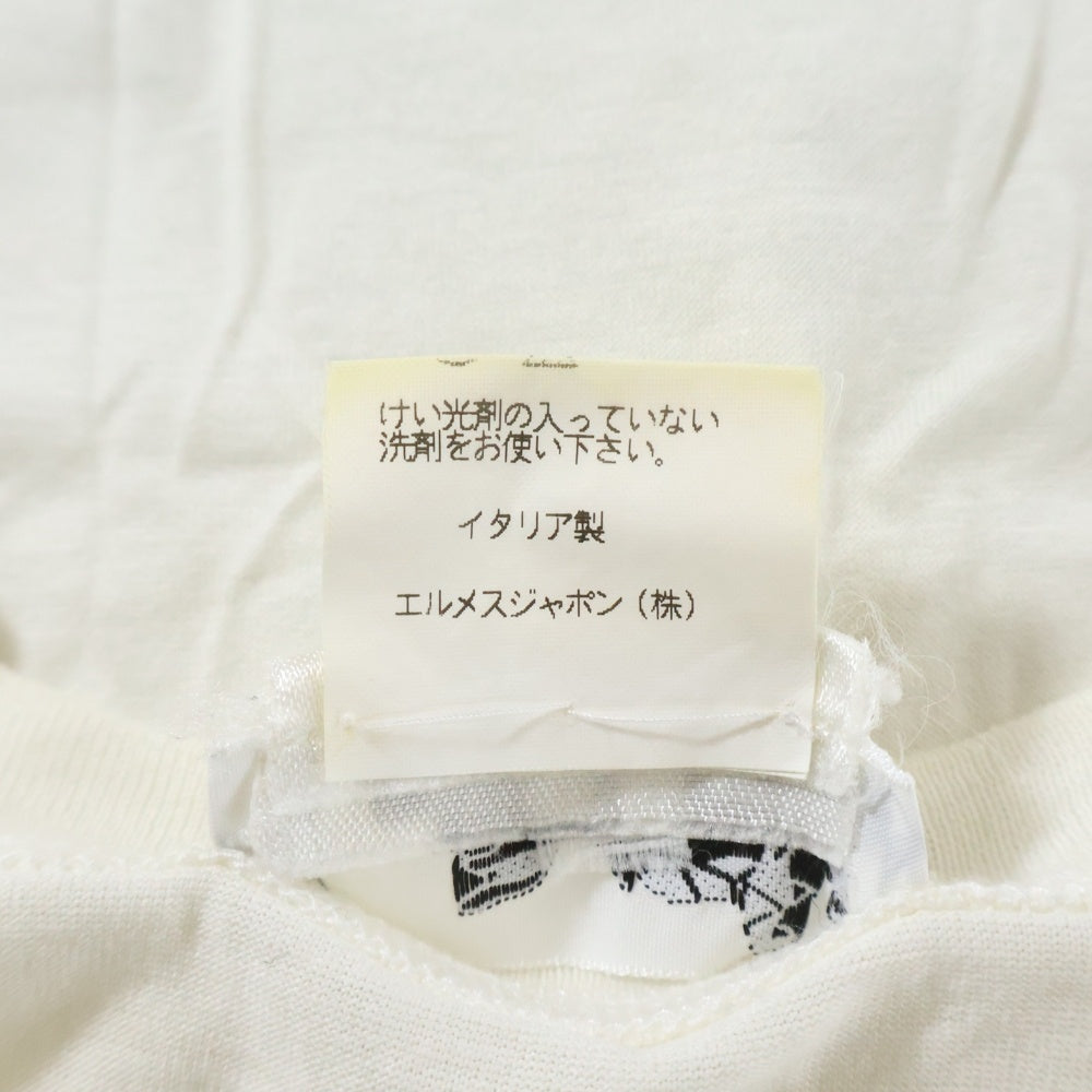 HERMES(エルメス) 刺繍 コットン 半袖Tシャツ ホワイト
