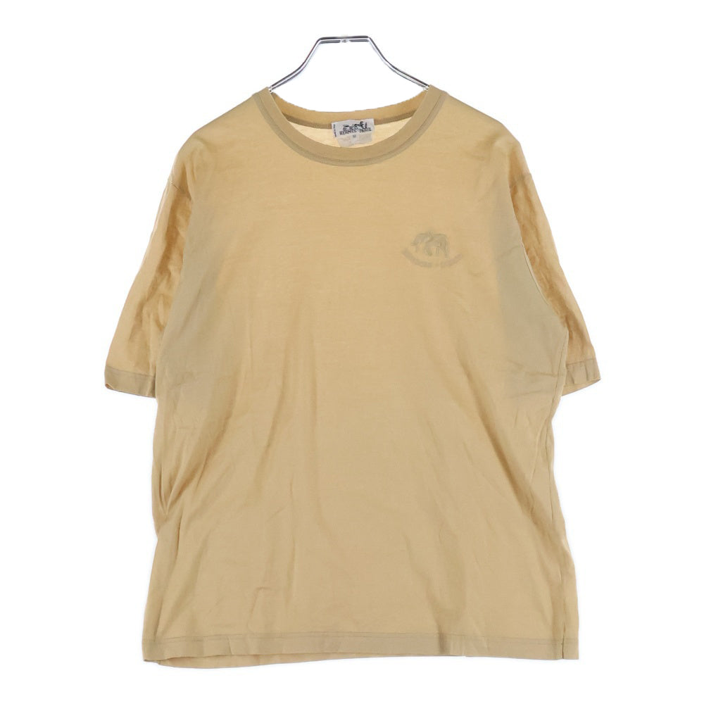 HERMES(エルメス) 刺繍 コットン 半袖Tシャツ ベージュ