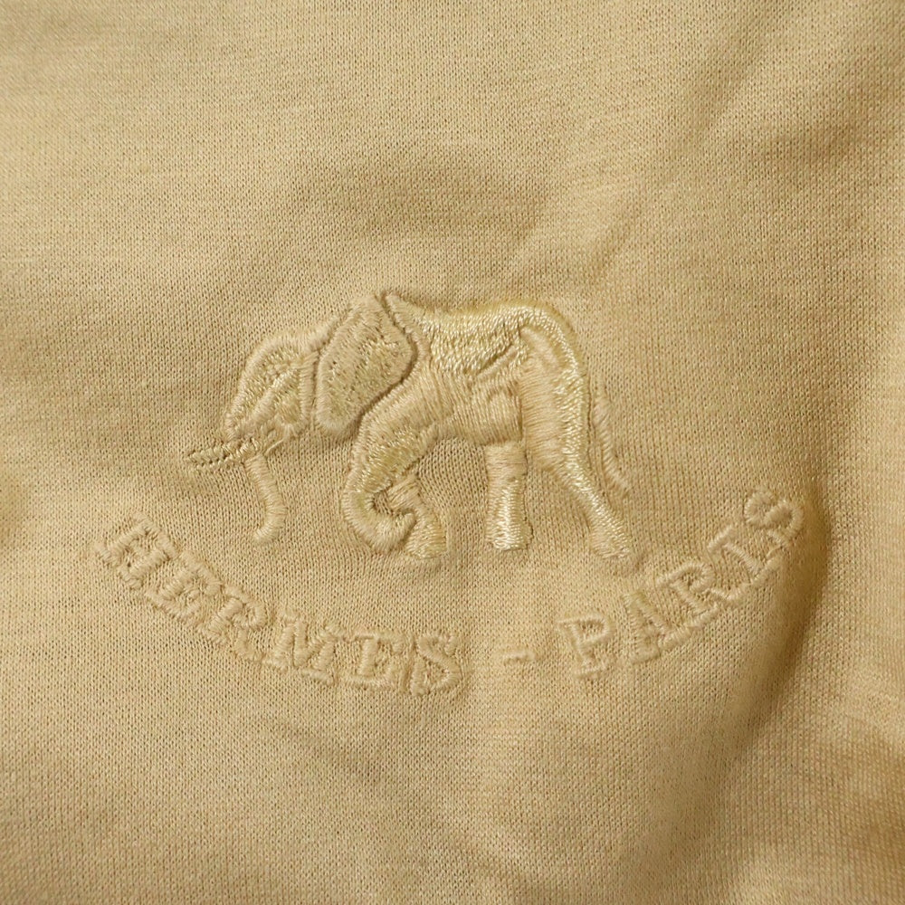 HERMES(エルメス) 刺繍 コットン 半袖Tシャツ ベージュ