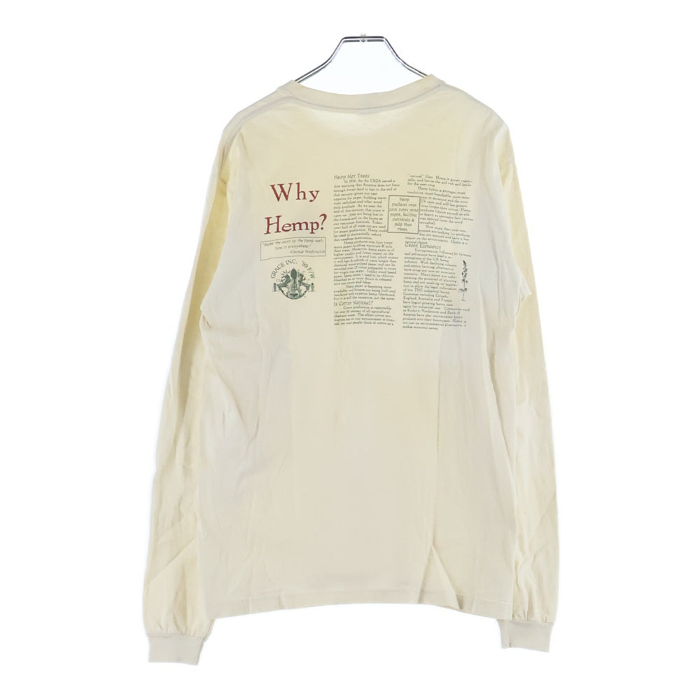 PATAGONIA(パタゴニア) 90S VINTAGE BENEFICIAL ヴィンテージ プリント クルーネック 長袖Tシャツ カットソー ホワイト